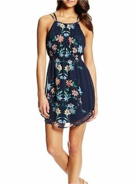 O'Neill Navy Floral Halter Mini Dress